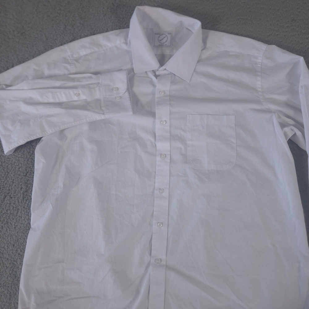 Bespoke New York Shirt Mens XXL 18-18.5 White Classic Fit Cotton Blend Pocket
